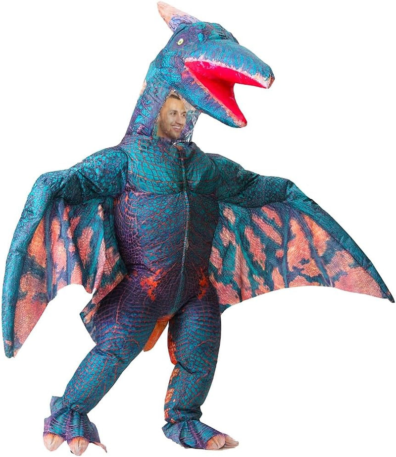 Dinosaur Inflatable Costume Adult Dino Pterodactyl Costume Suit Blow up Dinosaur Costume for Halloween Cosplay Party