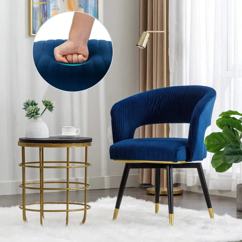 Janalyn Swivel Velvet Dining Chair Upholstered Back Arm Chair