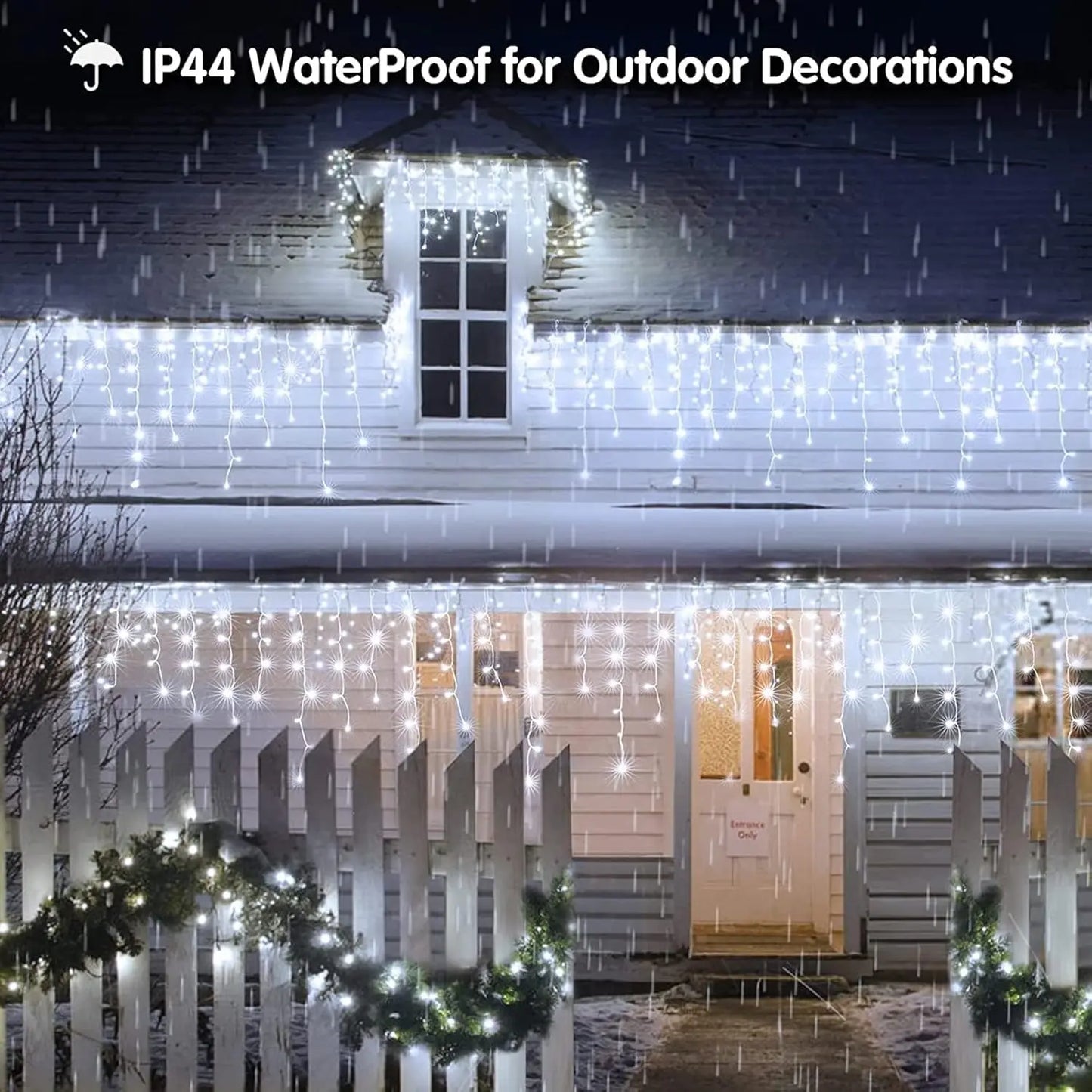 Illuminate Your Holidays with Our 400LED Cool White Outdoor Christmas Lights - Perfect for Every Celebration! 8 Enchanting Modes to Create the Ideal Ambiance!