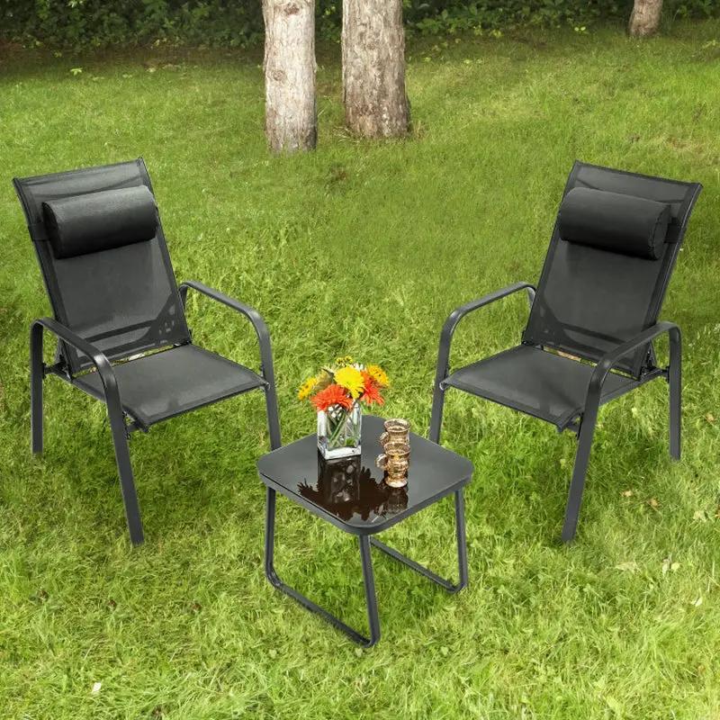 Upgrade Your Outdoor Space with Our Stylish 3-Piece Stackable Bistro Set! 🌿✨ Perfect for Cozy Conversations! 🪑💬