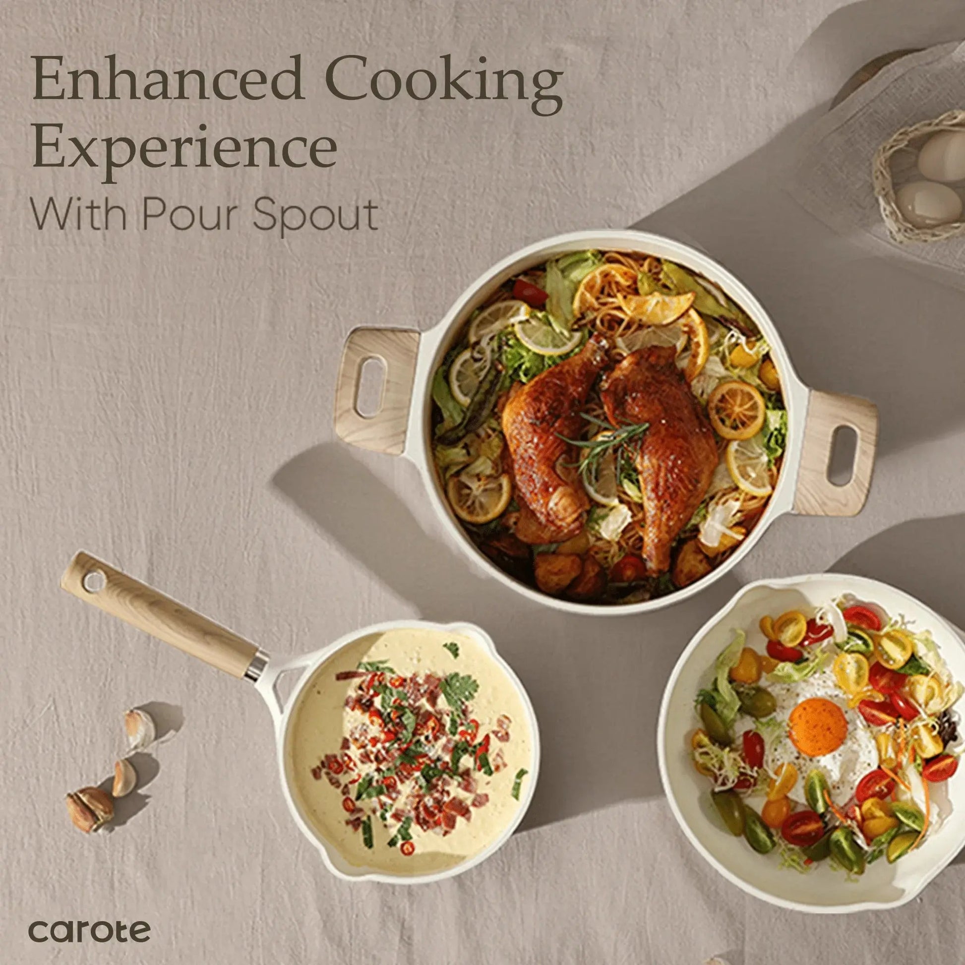 Nonstick Pots and Pans Set, 13 Pieces Kitchen Cookware Sets Compatible for All Stoves, White Granite