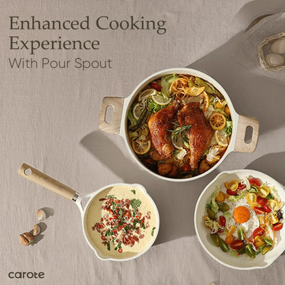 Nonstick Pots and Pans Set, 13 Pieces Kitchen Cookware Sets Compatible for All Stoves, White Granite