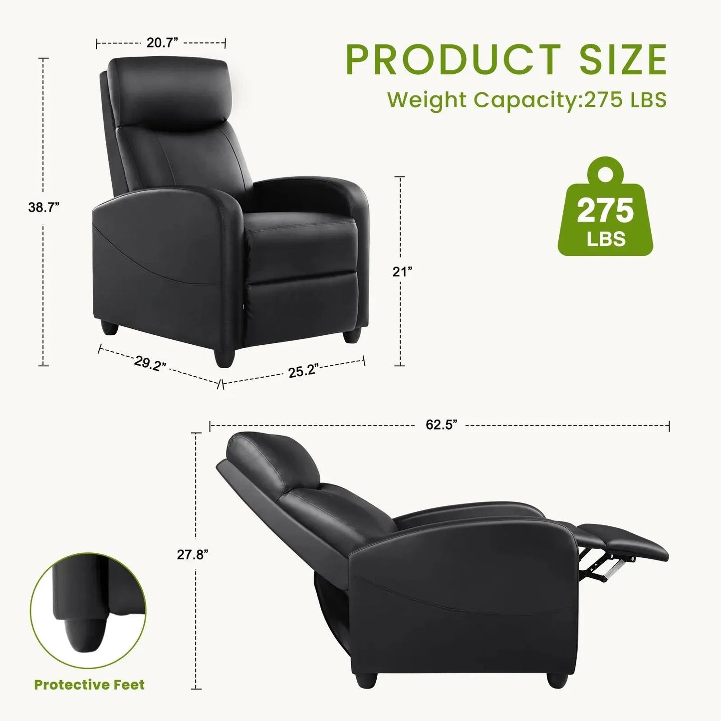 Ultimate Black Massage Recliner with Plush Seat and Soothing Backrest