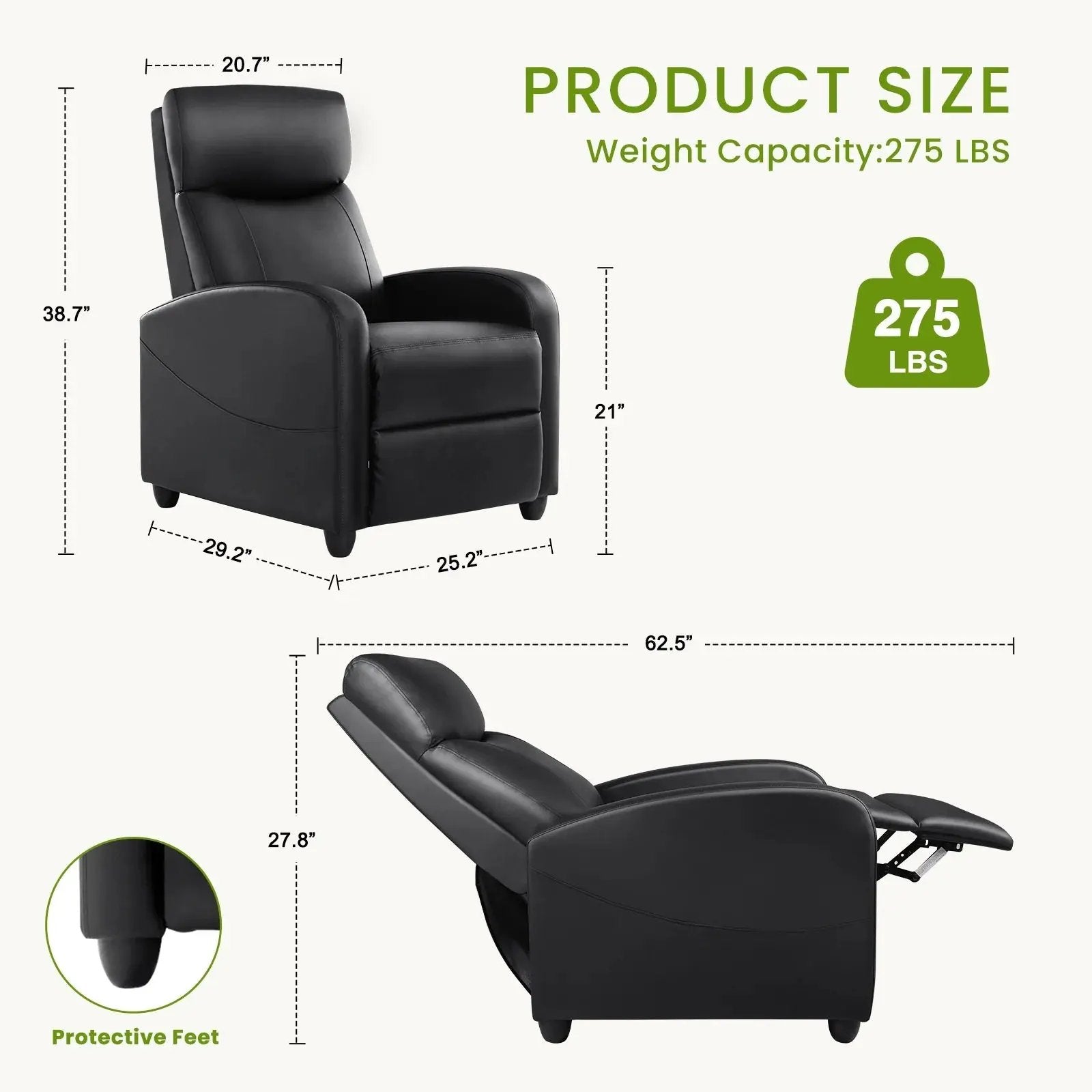 Ultimate Black Massage Recliner with Plush Seat and Soothing Backrest
