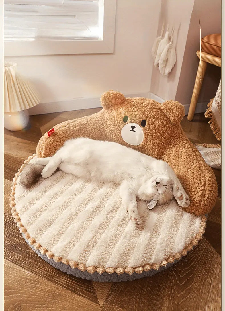 Soft And Durable Round Cat Bed - Removable Pet Mat And Mattress For Small Dogs And Cats - Plush Fabric - Indoor & Outdoor Use - For Pet Owners - Perfect Gift for Pet Lovers Our3Designs