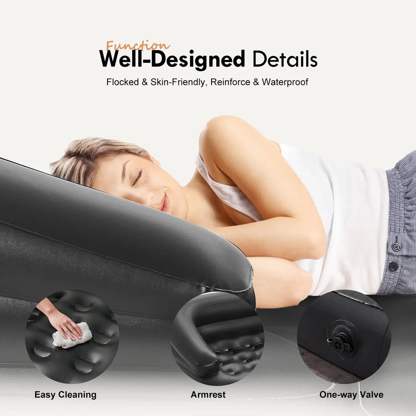 78" X 54" X 24" Inflatable Sofa, Air Couch 5-In-1, Black