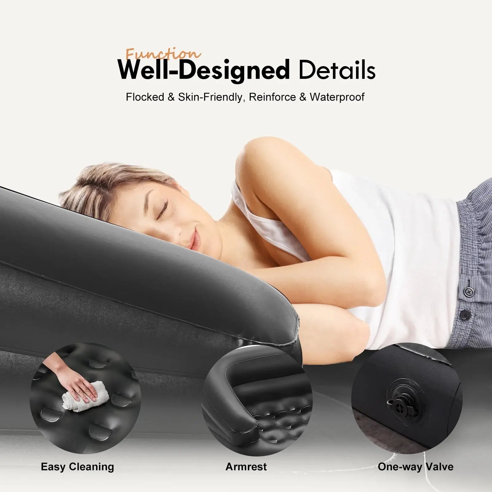 78" X 54" X 24" Inflatable Sofa, Air Couch 5-In-1, Black