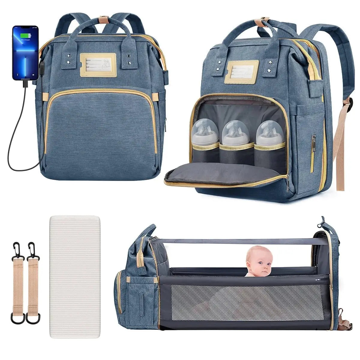 Stylish Pink Diaper Bag Backpack - Multifunctional Baby Changing Bag with Insulated Pockets and Stroller Straps for Ultimate Convenience