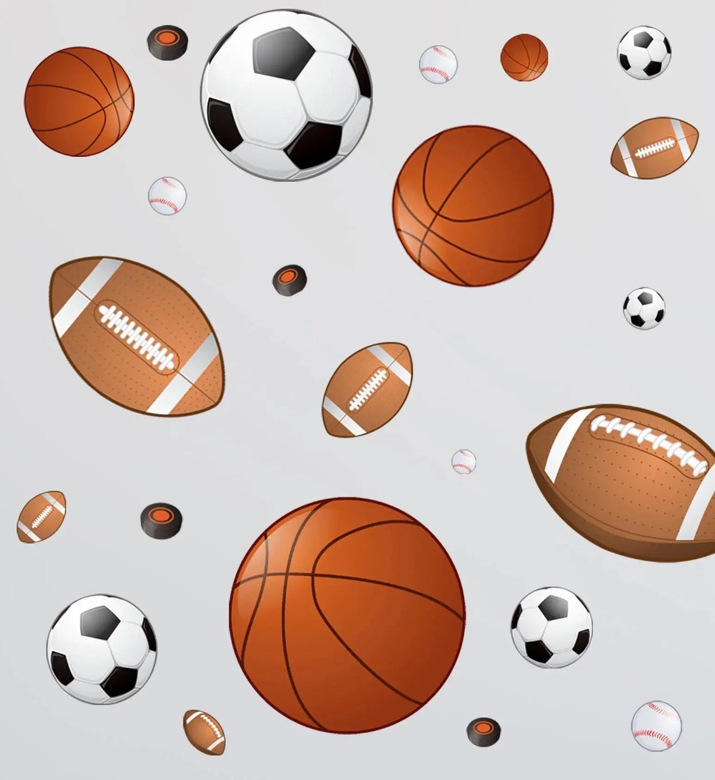 Sports Wall Decals Wall Stickers Soccer Baseball Football Hockey Basketball (28) Decals1"-14"