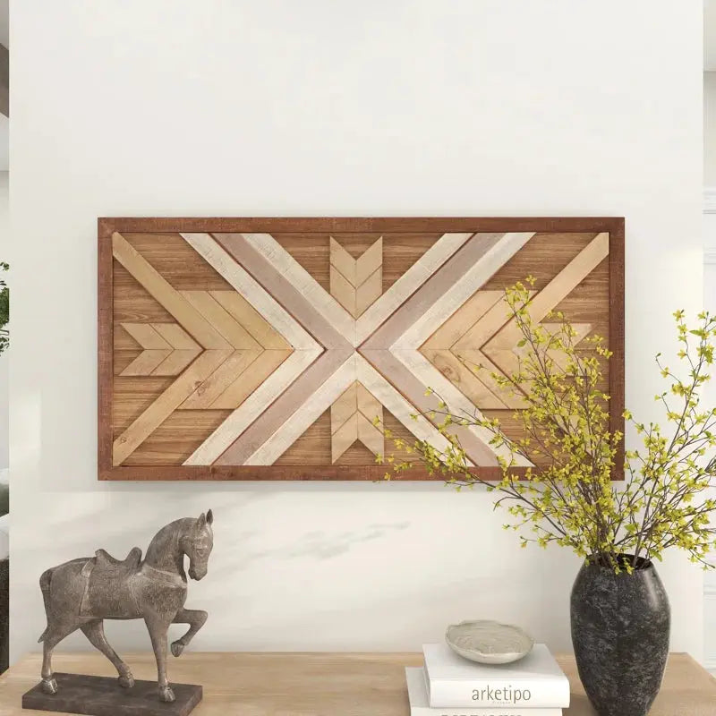Artisan-Made Southwestern Geometric Wooden Wall Decor for Charming Home Accents