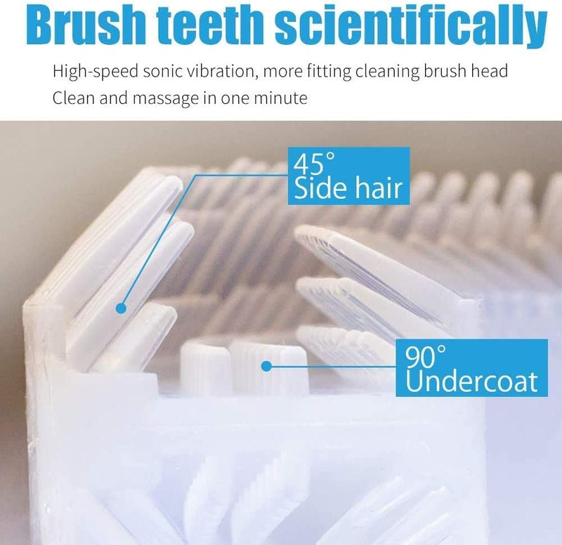 Ultrasonic Automatic Toothbrush, Auto Toothbrush for Adult, 360° Sonic Toothbrush Waterproof, Rechargeable Electric Ultrasonic Toothbrush, Teeth Whitening Brush for Home and Travel Use (White, M)
