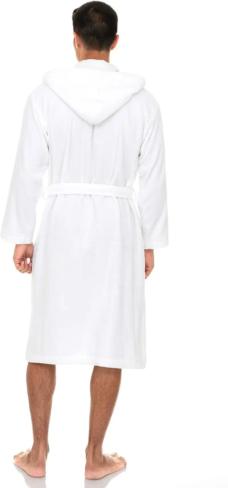 Mens Hooded Robe 100% Cotton Terry Cloth Towel Bathrobe Soft Shower Bath Robes for Men