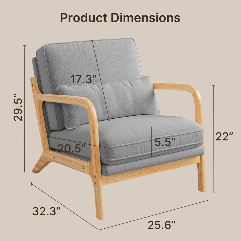 Accent Chair Clearance, Ergonomic Reading Chair for Living Room, Bedroom Chair, Gray