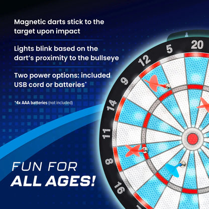 LED Magnetic Dartboard, Dart and Target Game, for All Ages, by