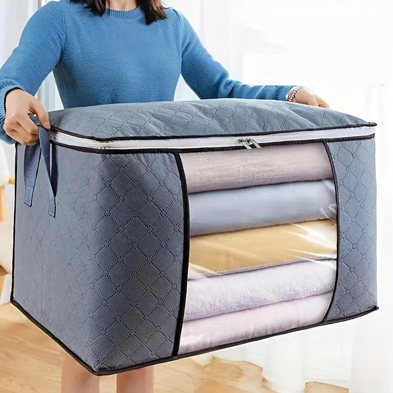 1pc Large Clear Plastic Storage Bag Organizer with Reinforced Handles, Sturdy Zippers & Clear Window - Ideal for Bedding, Comforters, Clothes - Perfect for Closet Organization, Halloween Decor, Christmas Gift, Clothes Organiz Our3Designs