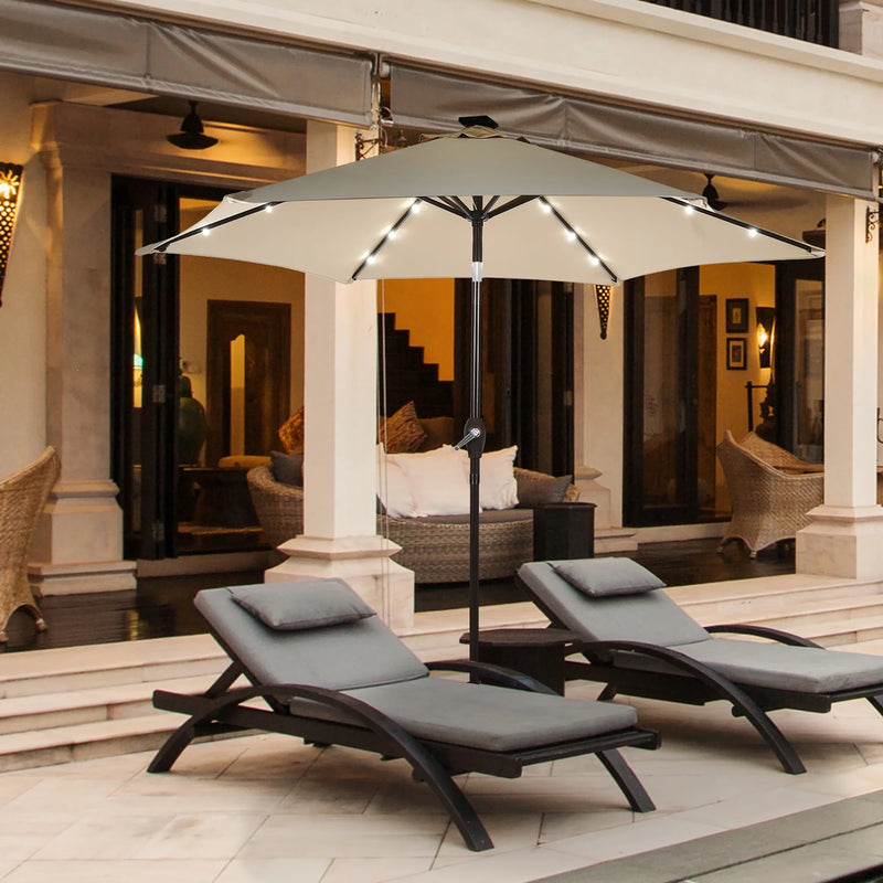96" Beige Market round Patio Umbrella, Water-Resistant