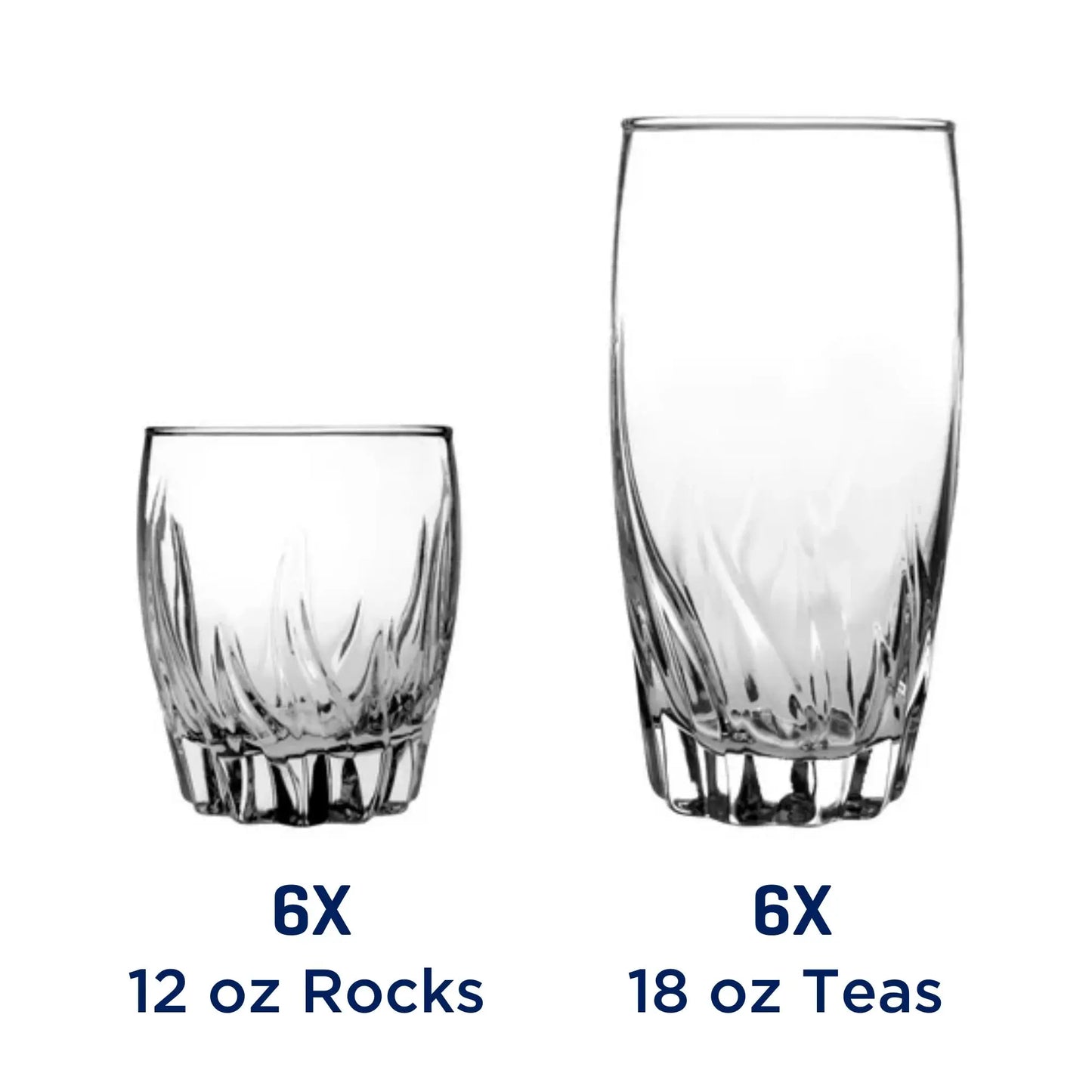 (3 Pack)  12 Piece Radiant Drinking Glasses Set, 16 Oz & 12 Oz Clear Glasses
