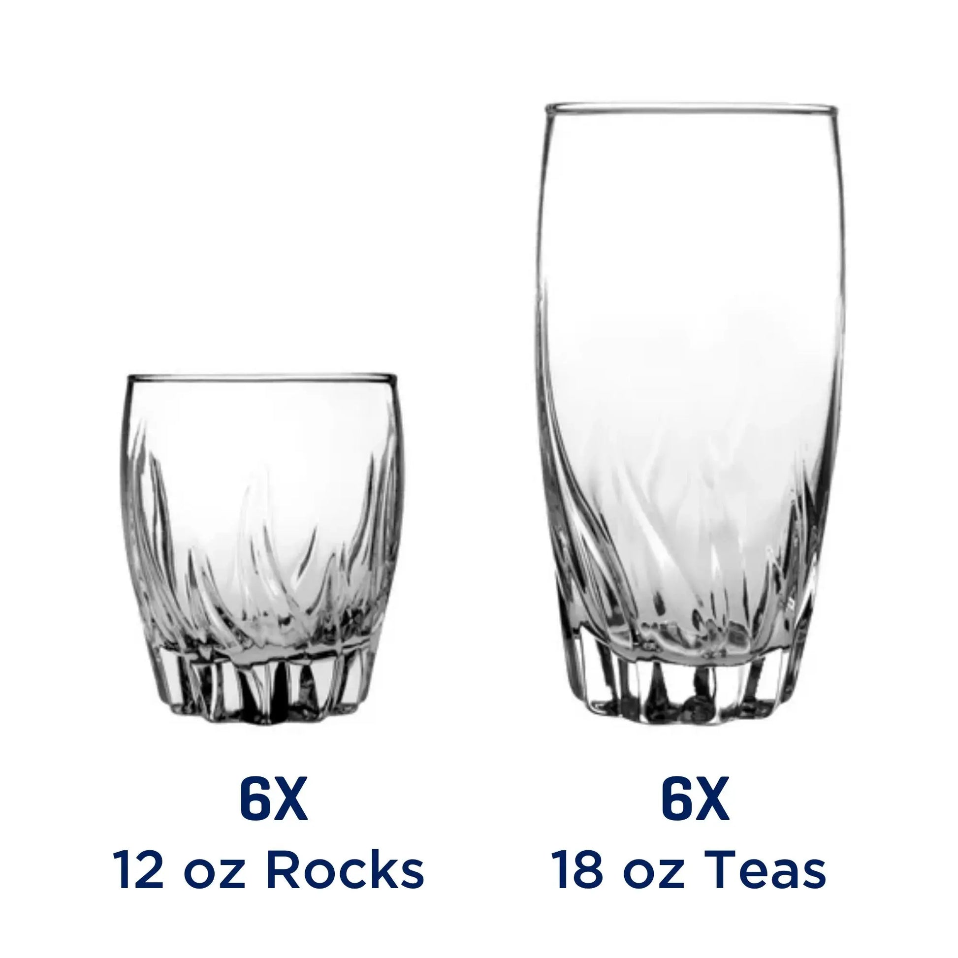 (3 Pack)  12 Piece Radiant Drinking Glasses Set, 16 Oz & 12 Oz Clear Glasses