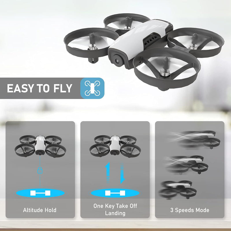 U61S Mini Drones with Camera for Kids and Adults 720P HD 2.4Ghz Rc Quadcopter Wifi Fpv Drone with Altitude Hold,2 Batteries White