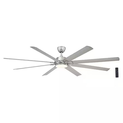 Glenmeadow 84 In. Integrated LED Brushed Nickel Ceiling Fan with Light and Remote Control