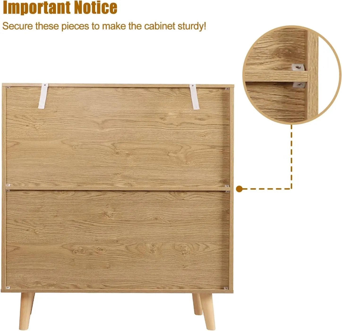 3 Drawer Dresser for Bedroom, Rattan Dresser Modern Wood Chest of Drawers with Spacious Storage for Bedroom Hallway Living Room, Rustic Oak, H0027
