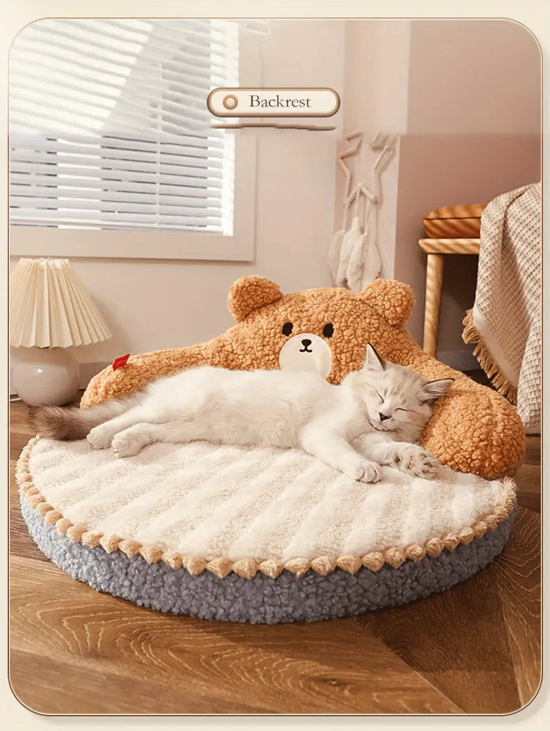 Soft And Durable Round Cat Bed - Removable Pet Mat And Mattress For Small Dogs And Cats - Plush Fabric - Indoor & Outdoor Use - For Pet Owners - Perfect Gift for Pet Lovers Our3Designs