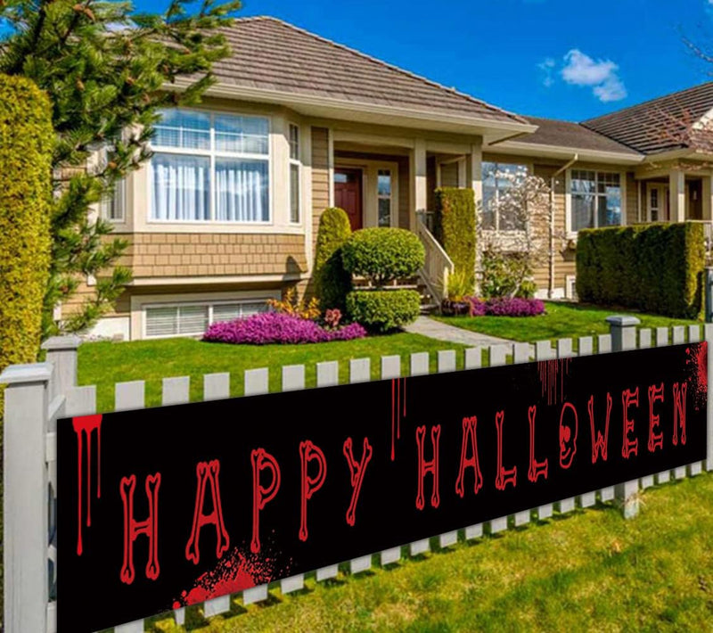 Get Spooktacular with Our Giant Happy Halloween Banner - Perfect for Your Creepy Celebration (9.8 x 1.6 Feet of Fun!)