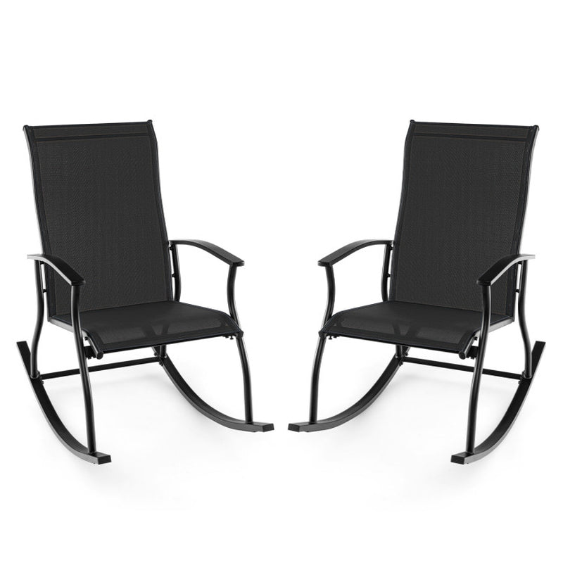 Cozy Up Your Outdoors: 2-Piece Rocking Chair Set with Breathable Backrest! 🌿🪑✨