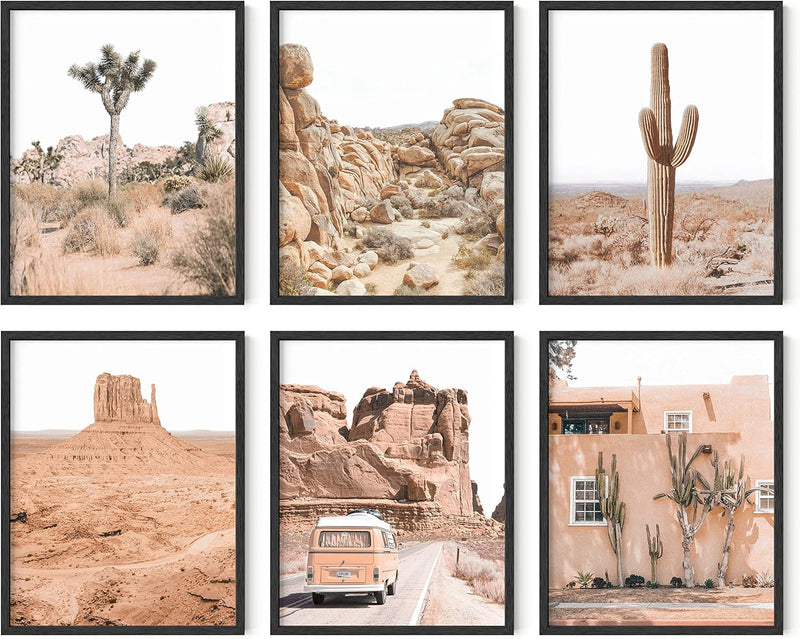 Desert Succulent Wall Art - Set of 6 Botanical Prints, Southwestern Wall Decor, Cactus Posters, Joshua Tree Wall Art UNFRAMED (11X14)