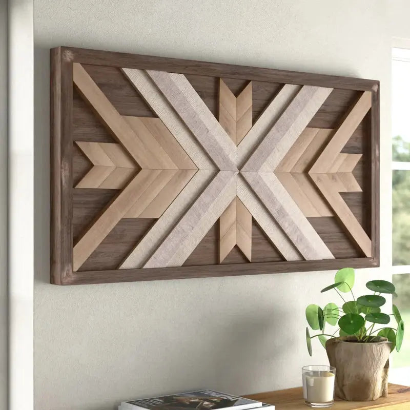 Artisan-Made Southwestern Geometric Wooden Wall Decor for Charming Home Accents