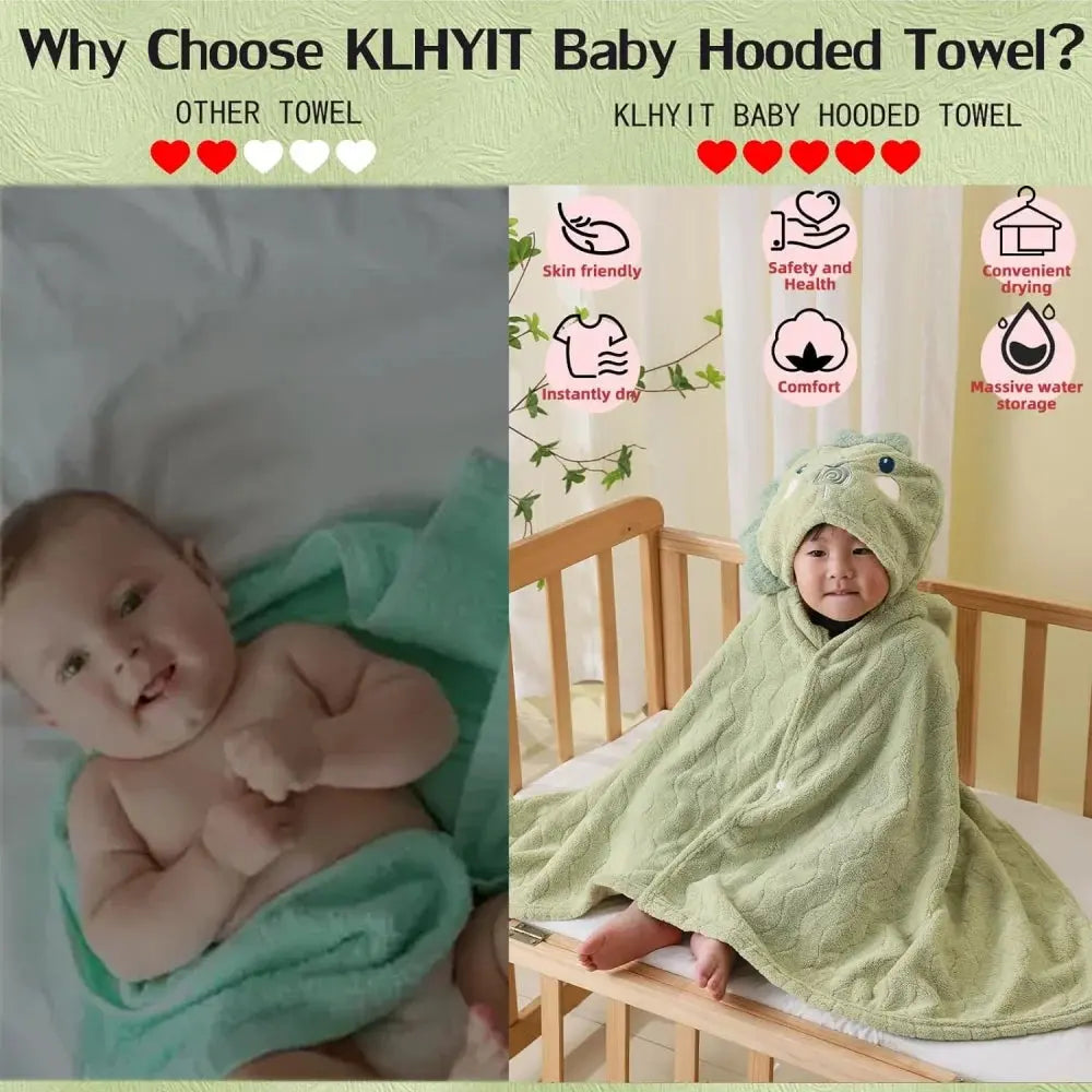 Baby Bath Towel with Hood, Ultra Soft Absorbent Blanket Gift for Infant, Newborn , 27.5X55 Inch