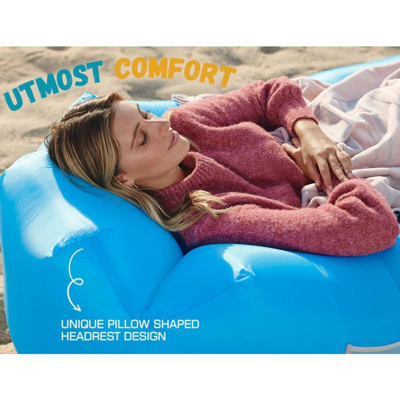 Chill Anywhere: Light Blue Inflatable Lounger for Ultimate Comfort on Your Adventures! 🌟🏕️ #Camping #Picnics #BackyardVibes