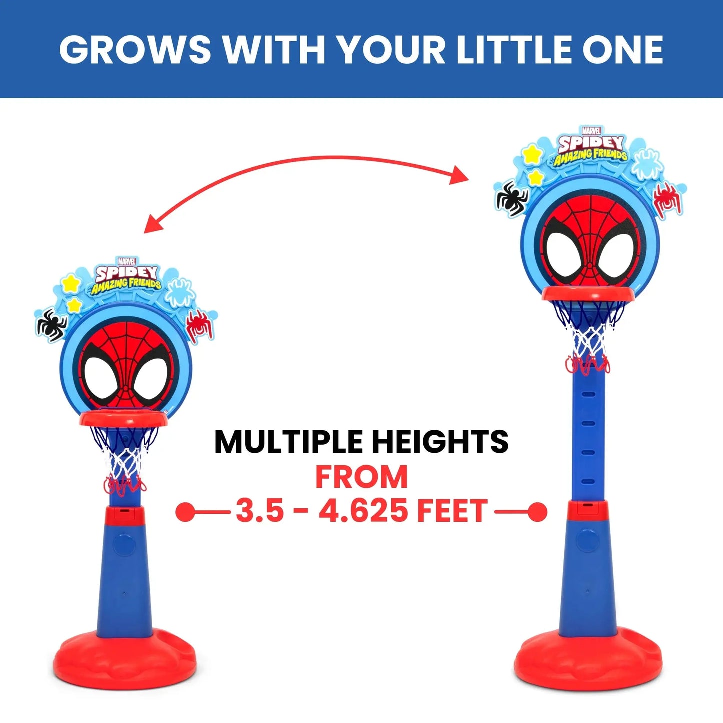 Spidey and His Amazing Friends Plastic Basketball Set by  – Includes Basketball Hoop, 1 Basketball and Ball Pump