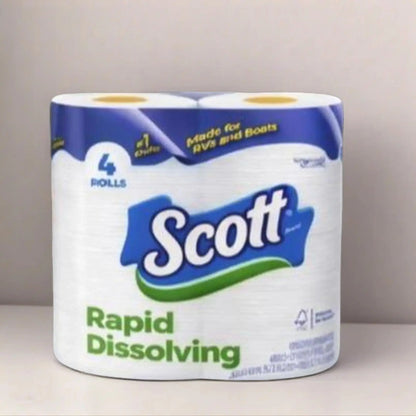 Scott Rapid-Dissolving Toilet Paper, 4 Double Rolls Pack Scott