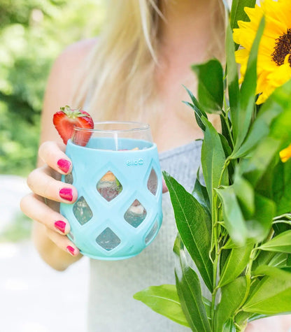 Cru 17oz Stemless Wine Glass Set with Colorful Silicone Sleeves - Perfect for Summer Parties and Outdoor Fun!