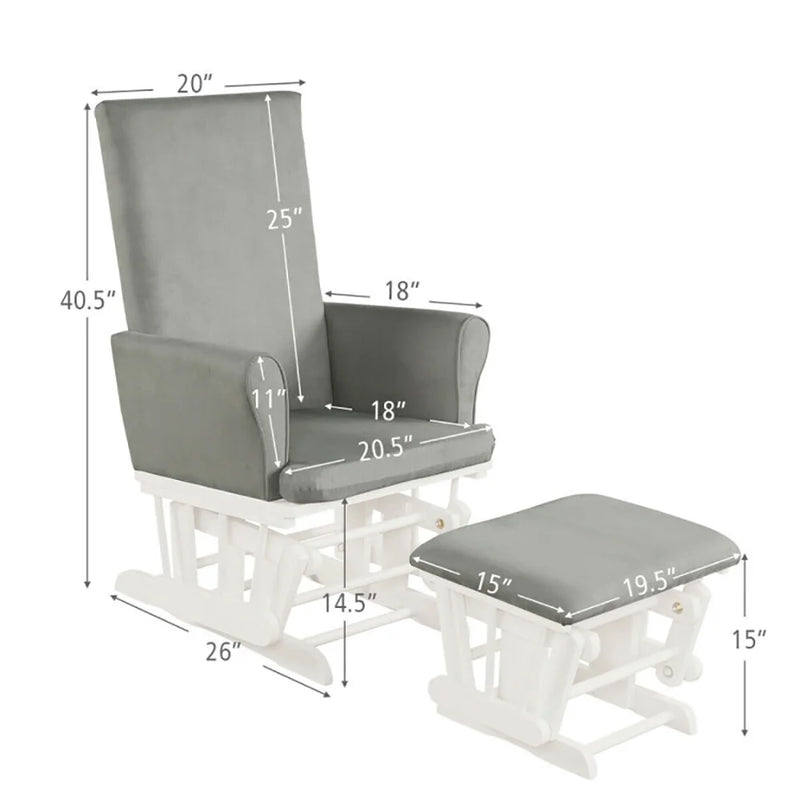Recliner Chair, Reclining Chair,Lounge Chair,Baby Nursery Relax Rocker Rocking Chair Glider and Ottoman Cushion Set-Gray