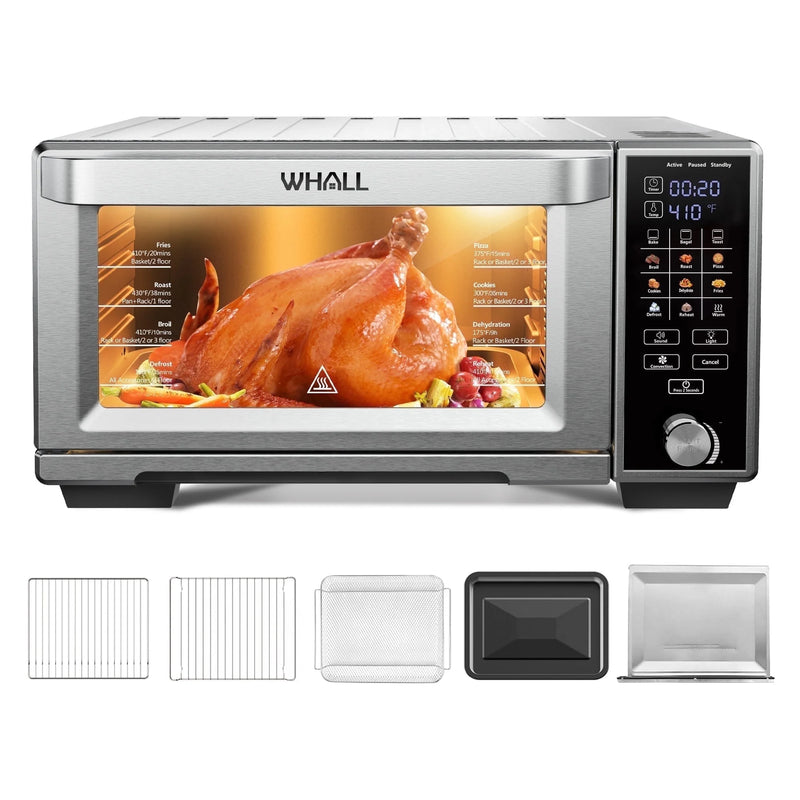 Transform Your Cooking Experience with the WHALL 30QT Air Fryer Toaster Oven – 11-in-1 Smart Cooker with Touchscreen and 4 Essential Accessories!