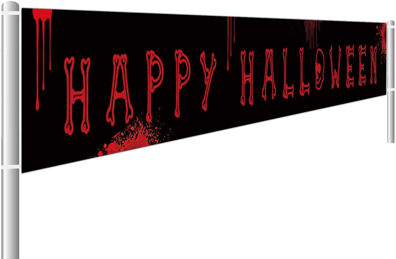 Get Spooktacular with Our Giant Happy Halloween Banner - Perfect for Your Creepy Celebration (9.8 x 1.6 Feet of Fun!)