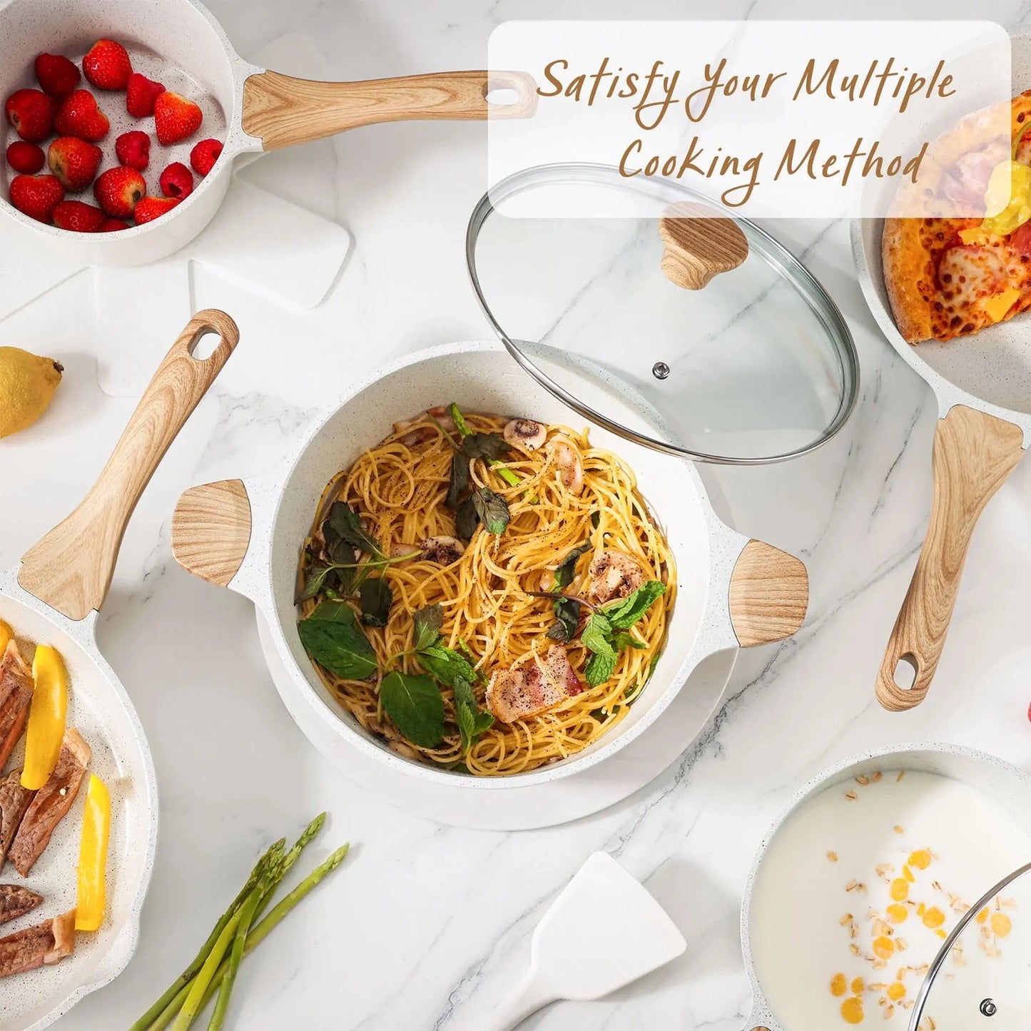 Upgrade Your Kitchen Game with Our 17-Piece Ceramic Nonstick Cookware Set! 🍳✨ Perfect for Healthier Cooking! #KitchenEssentials #HealthyCooking