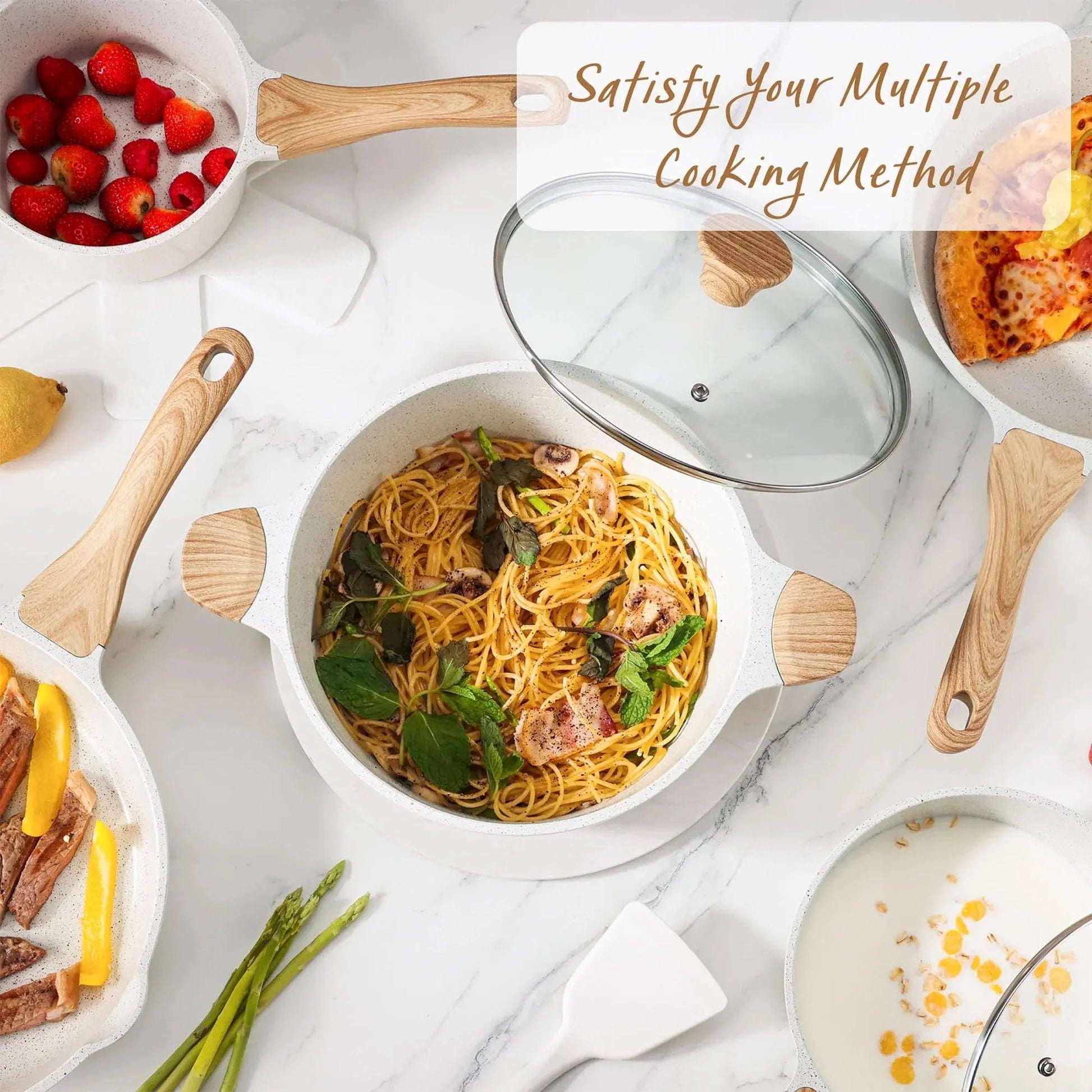 Upgrade Your Kitchen Game with Our 17-Piece Ceramic Nonstick Cookware Set! 🍳✨ Perfect for Healthier Cooking! #KitchenEssentials #HealthyCooking