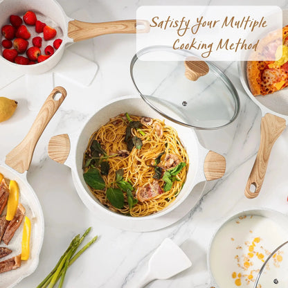 Upgrade Your Kitchen Game with Our 17-Piece Ceramic Nonstick Cookware Set! 🍳✨ Perfect for Healthier Cooking! #KitchenEssentials #HealthyCooking