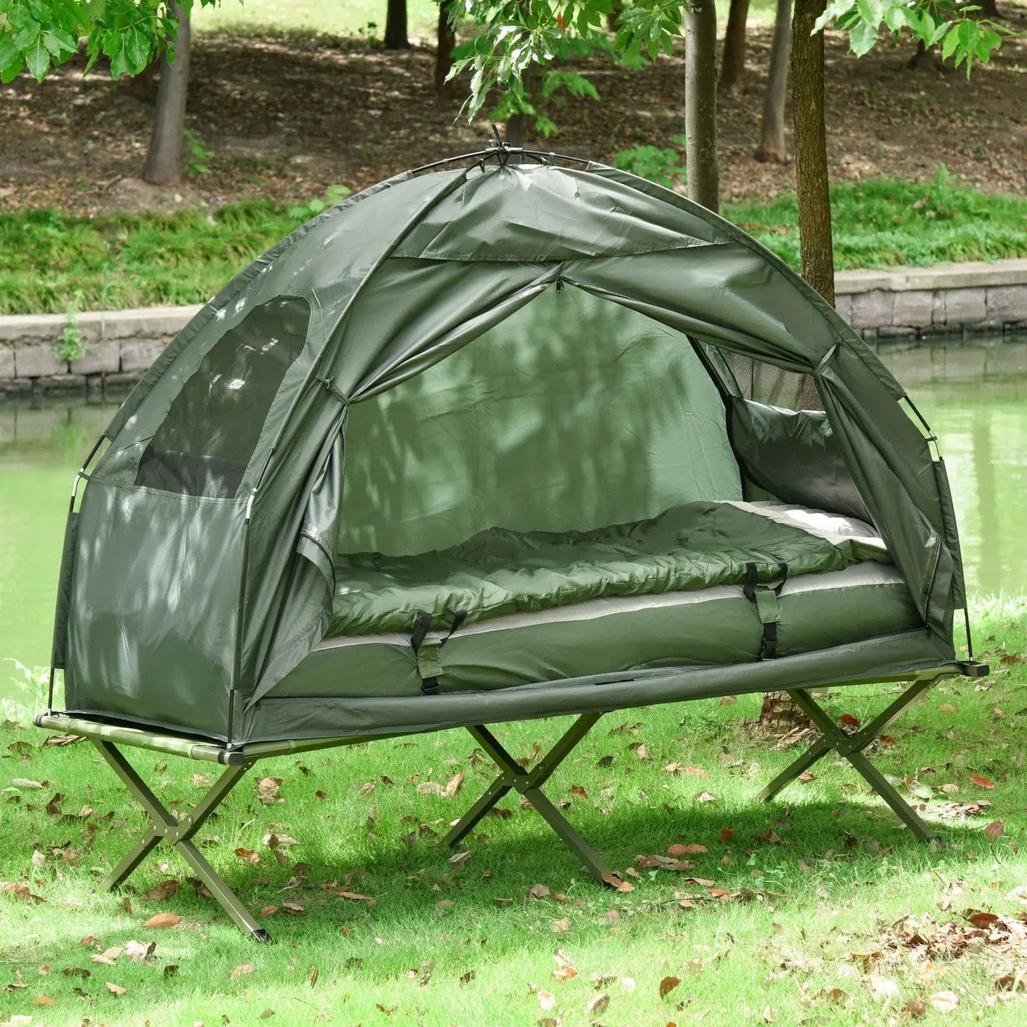 Elevate Your Camping Experience with Our Solo Folding Tent & Comfortable Air Mattress! 🏕️✨
