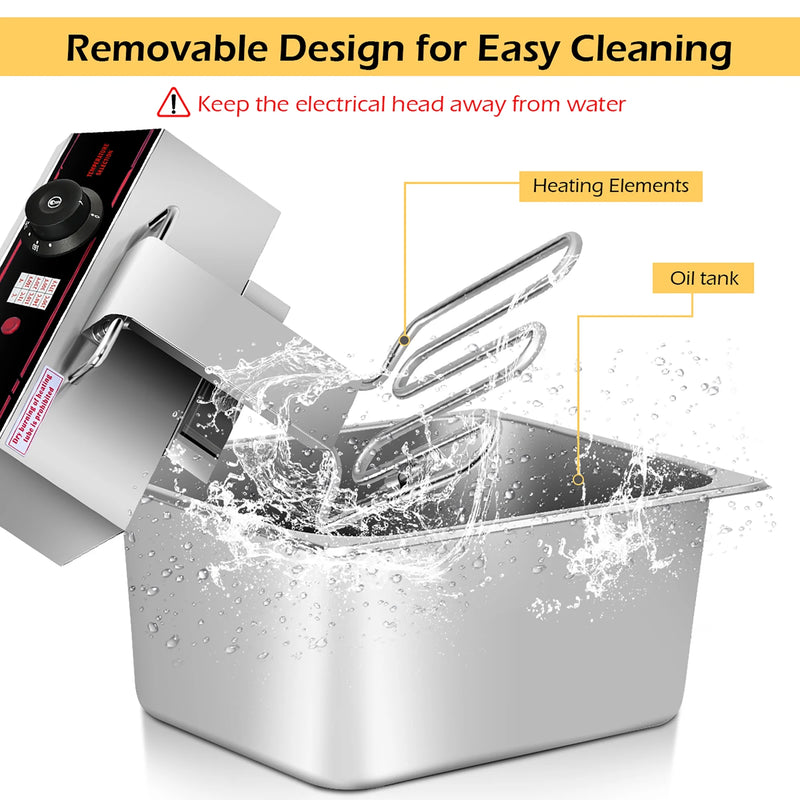 Powerful 12L 3400W Stainless Steel Electric Deep Fryer for Perfectly Crispy Fried Foods