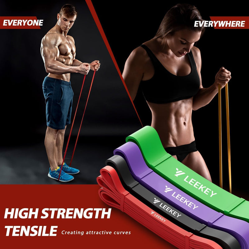 Resistance Bands Set for Pull-Up Assistance & Full-Body Training, Multi-Level Exercise Bands with Bag for Home Workouts, Physical Therapy, Strength Training (Men/Women)