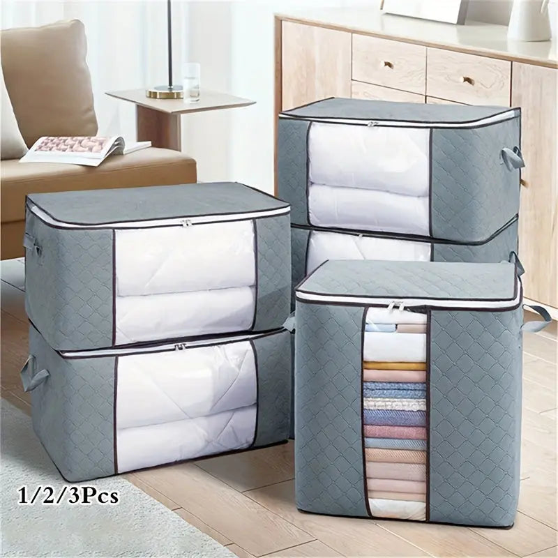 1pc Large Clear Plastic Storage Bag Organizer with Reinforced Handles, Sturdy Zippers & Clear Window - Ideal for Bedding, Comforters, Clothes - Perfect for Closet Organization, Halloween Decor, Christmas Gift, Clothes Organiz Our3Designs