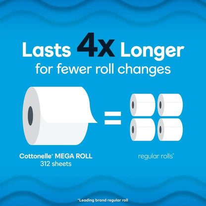 Cottonelle Ultra Clean Toilet Paper, 12 Mega Rolls, 312 Sheets Per Roll (3,744 Total)