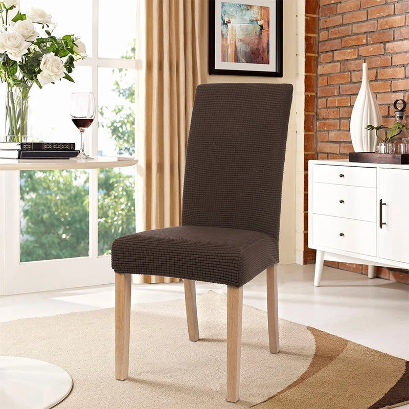 4 Pack Chair Covers for Dining Room, Stretch Chair Protector Slipcovers, Brown