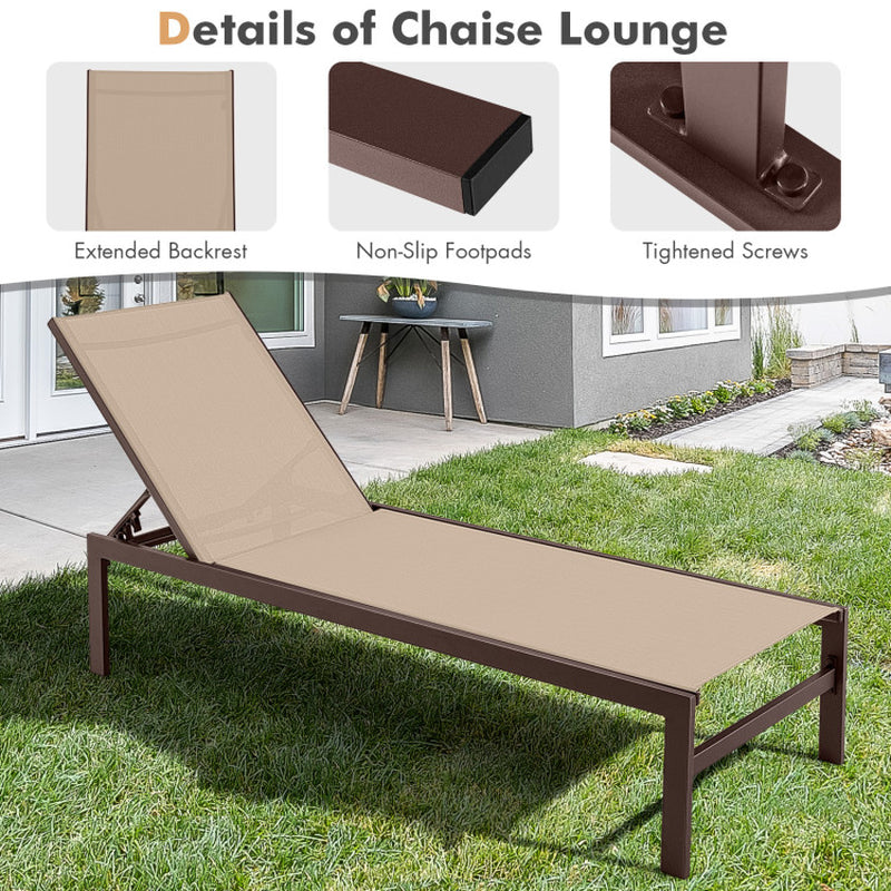 Elevate Your Relaxation Game with Our 6-Position Chaise Lounge Chairs – Durable & Stylish with Rustproof Aluminium Frame! 🛋️✨