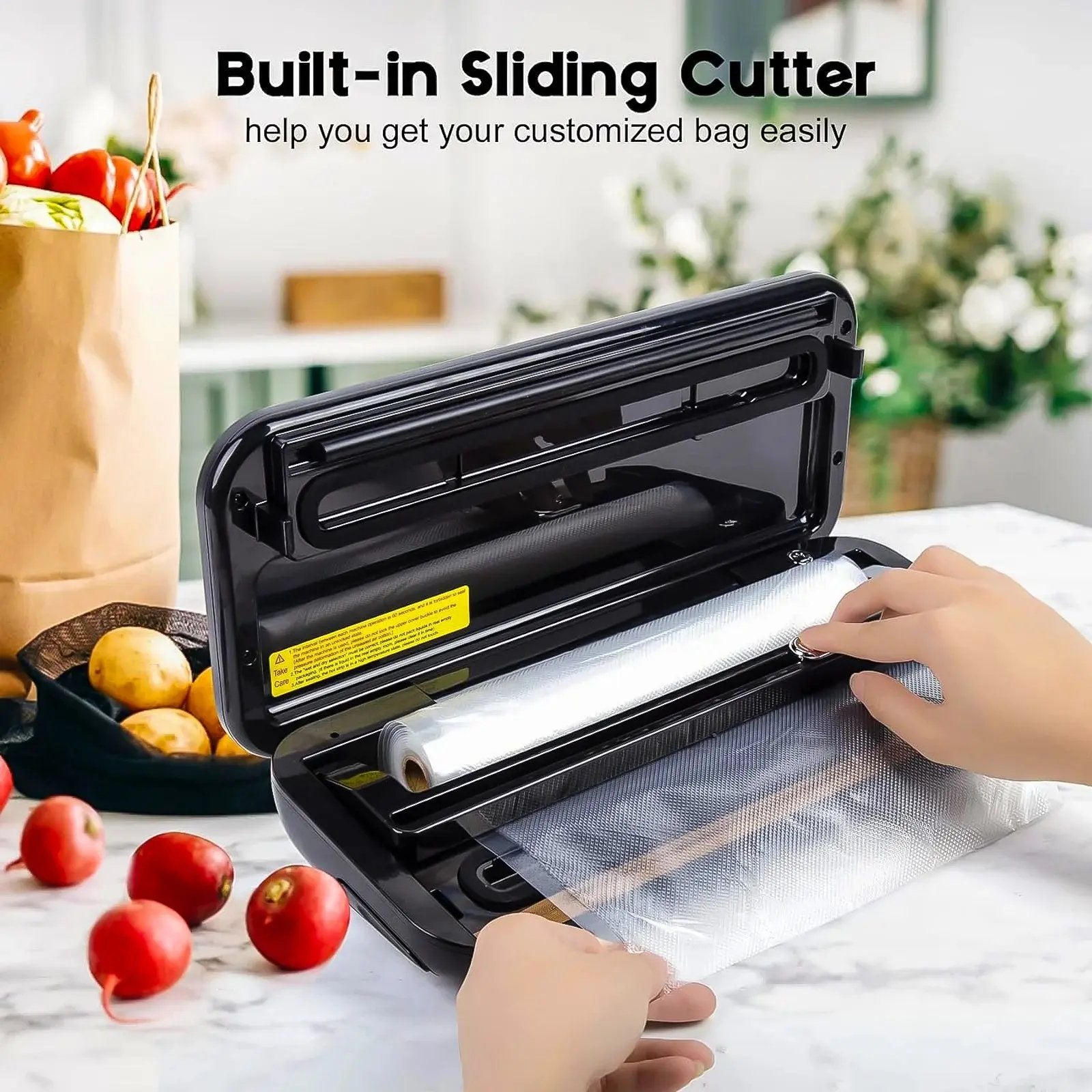 Automatic Vacuum Sealer Machine, 85 Kpa Vacuum Sealer for Food Storage, External Vacuum Sealable Canisters, Dry & Wet Mode, with 20 Bags and a Roll Bag