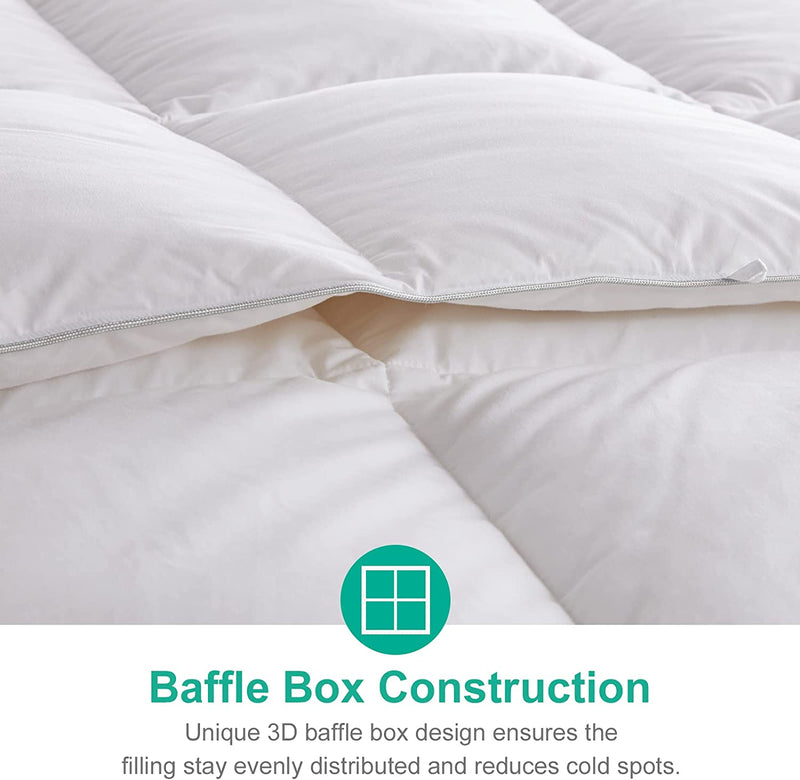 Ultra-Soft Luxury King Size Down Feather Comforter - Ultra-Plush Winter Duvet Insert (106x90, White) for Maximum Warmth and Comfort